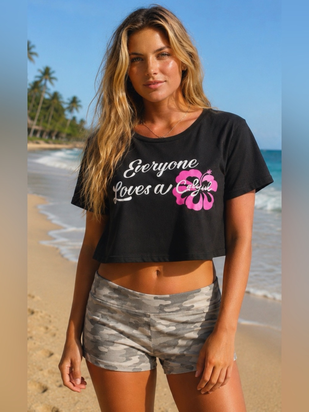 California Girl graphic open back T-shirt, nwt